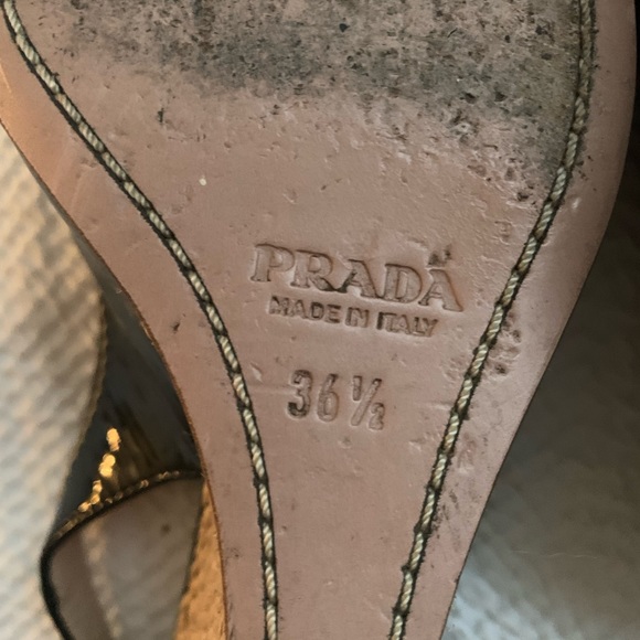Prada Patton leather sling back wedge. - Picture 4 of 10